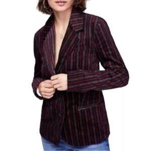 Free People B-Line Striped Velvet Blazer